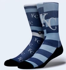 STANCE MLB Kansas City Royals Blue White Splatter Crew Socks NEW Mens Sz M 6-8.5