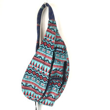 Kavu Rope Sling Bag Crossbody Backpack Southwest Aztec Print Turquoise Blue Red
