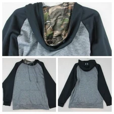 Under Armour Stacked Hunting Hoodie Mens Sz M Cold Gear Camo Hood Lining Gray