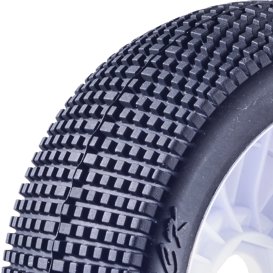 Buggy Reifen Felgen Set Grid Lock SBR Disk Felge weiß 1:8 4 Räder partCore - Bild 3 von 4