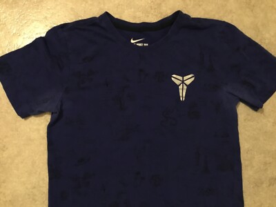 Nike Dri Fit Kobe Bryant T-Shirt Men's S Blue Kobe Logo Black Mamba Map AOP  EUC