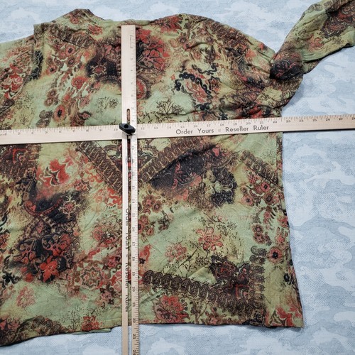 Chicos Cardigan Top Womens 3 Green Open Front Floral Print Long Sleeve - Picture 7 of 10