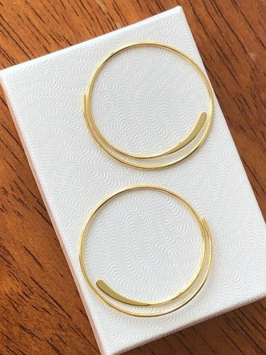 925 Sterling Silver Swirl Open Circle Hoop Threader Earrings Womens 30mm Gold - Picture 5 of 10