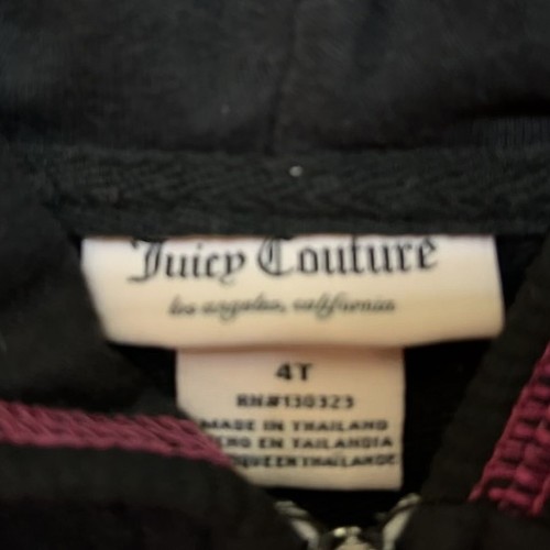 Juicy Couture Girl's 4T Black & Hot Pink Zip Sweatshirt Jacket Hoodie Crown B#27 - Picture 6 of 6
