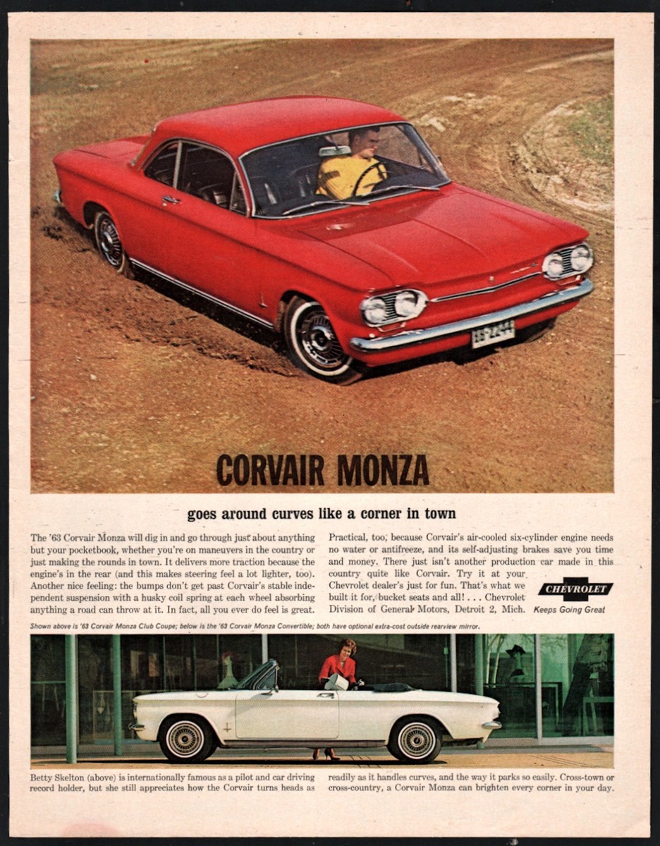 1963 CHEVROLET CORVAIR Monza Red Club Coupe and White Convertible