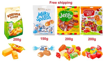 Roshen Korivka cow Crazy bee Jelly Milky splash Minky Binky Galaretka