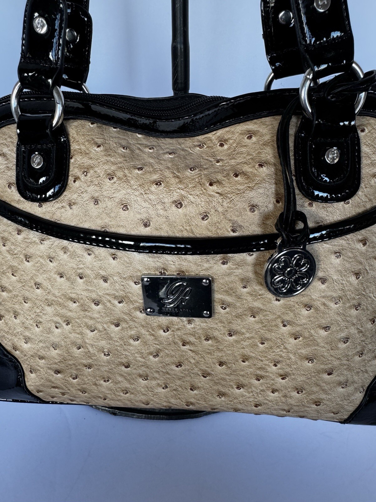 GRACE ADELE OSTRICH EMBOSSED GORGEOUS HANDBAG, VE… - image 4