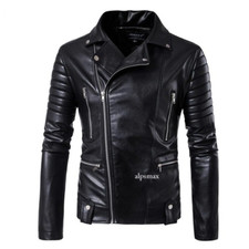 High-end Fashion Men's Zipper Pu Leather Casual Jackets Slim Coats Outwear