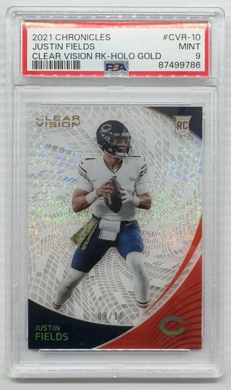 Justin Fields Panini Chronicles Clear Vision Rookies #CVR10 Holo Gold