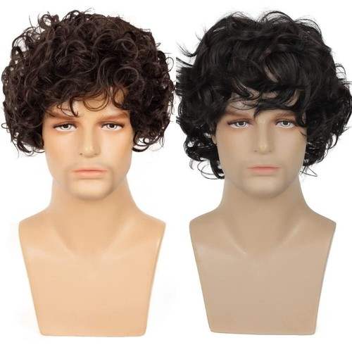 6 Zoll braune natürliche kurze lockige Welle synthetische Perücke für männliche junge Männer Haar Wärme - Bild 6 von 14
