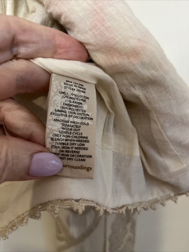 Giacca ricamata morbidi dintorni XS perline bolero cropped boho pesca e marrone - Foto 7 di 15