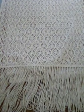 Relativity Shawl/Scarf White/Gold, New,Fringed,  65 In. Length, 22 In. Width