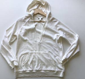 Ann-Taylor-Loft-Velour-Hoodie-Womens-Size-Medium-V-Neck-Athleisure-Yoga-Running