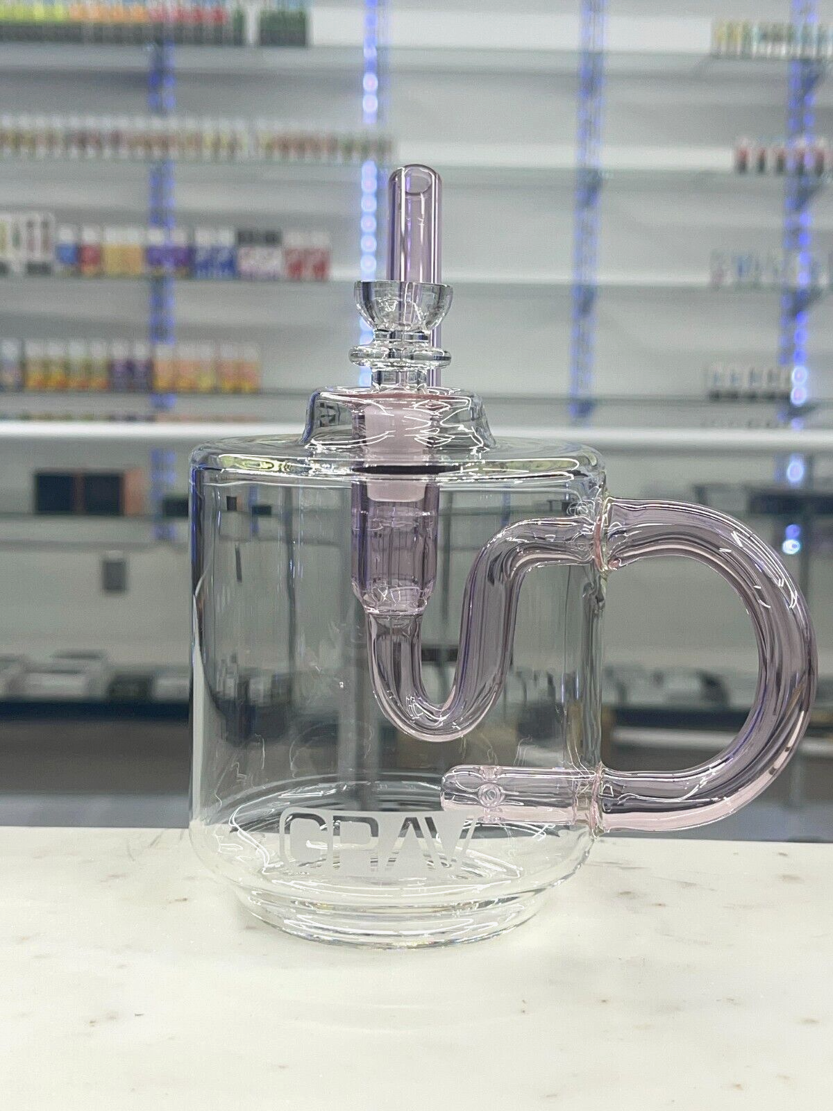 Grav pink 7" Glass Inline Percolator Slush Cup Bong Bubbler Hookah water pipe