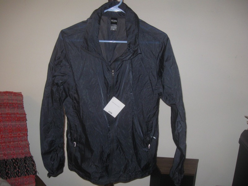 Victoria Sport Zipper Dark Navy Long-Sleeve Windbreaker Hooded Jacket S NWT
