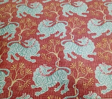 Lion Dance in Rouge BTY 54" Wide P Kaufmann 100% Cotton Duck Medium Weight