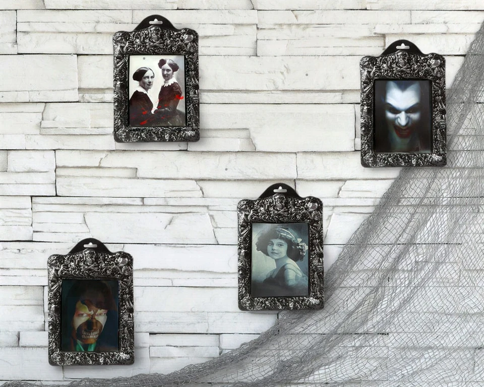 4er Pack 3D Hologramm Bilder Damen Herren im Rahmen Halloween Dekoration - Bild 2 von 4