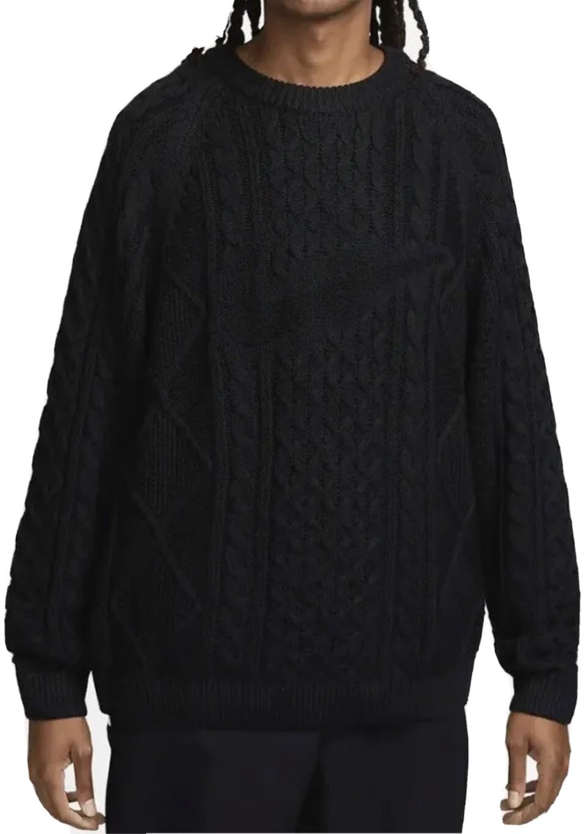 Nike Cable Knit Sweater DQ5176-010 Men's LARGE for sale online | eBay