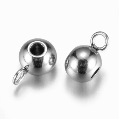 100Pcs 1.8mm Hole Stainless Steel Tube Bails Ring Bail Beads Fit European Chains Loop Bails Hanger Connector Links Rondelle Bail Beads Bracelet Neckl