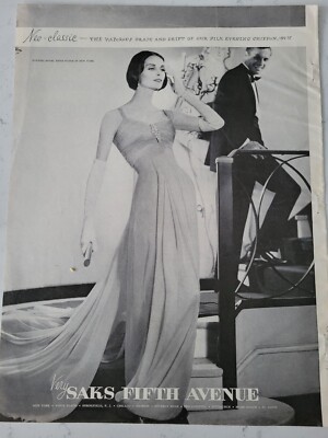 1960 womens Saks Fifth Avenue Silk chiffon drape drift evening