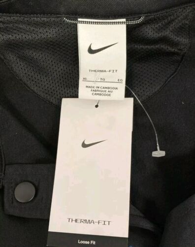 Nike Button up Windbreaker Jacket Black Therma-fit Front Pockets Sz XL NWT - Picture 3 of 4