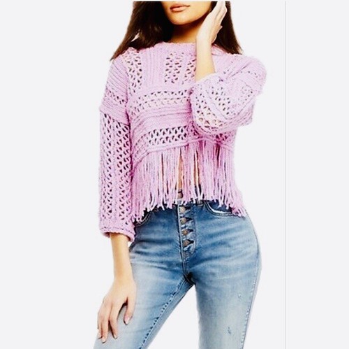 Cropped Fringe Sweater Size 