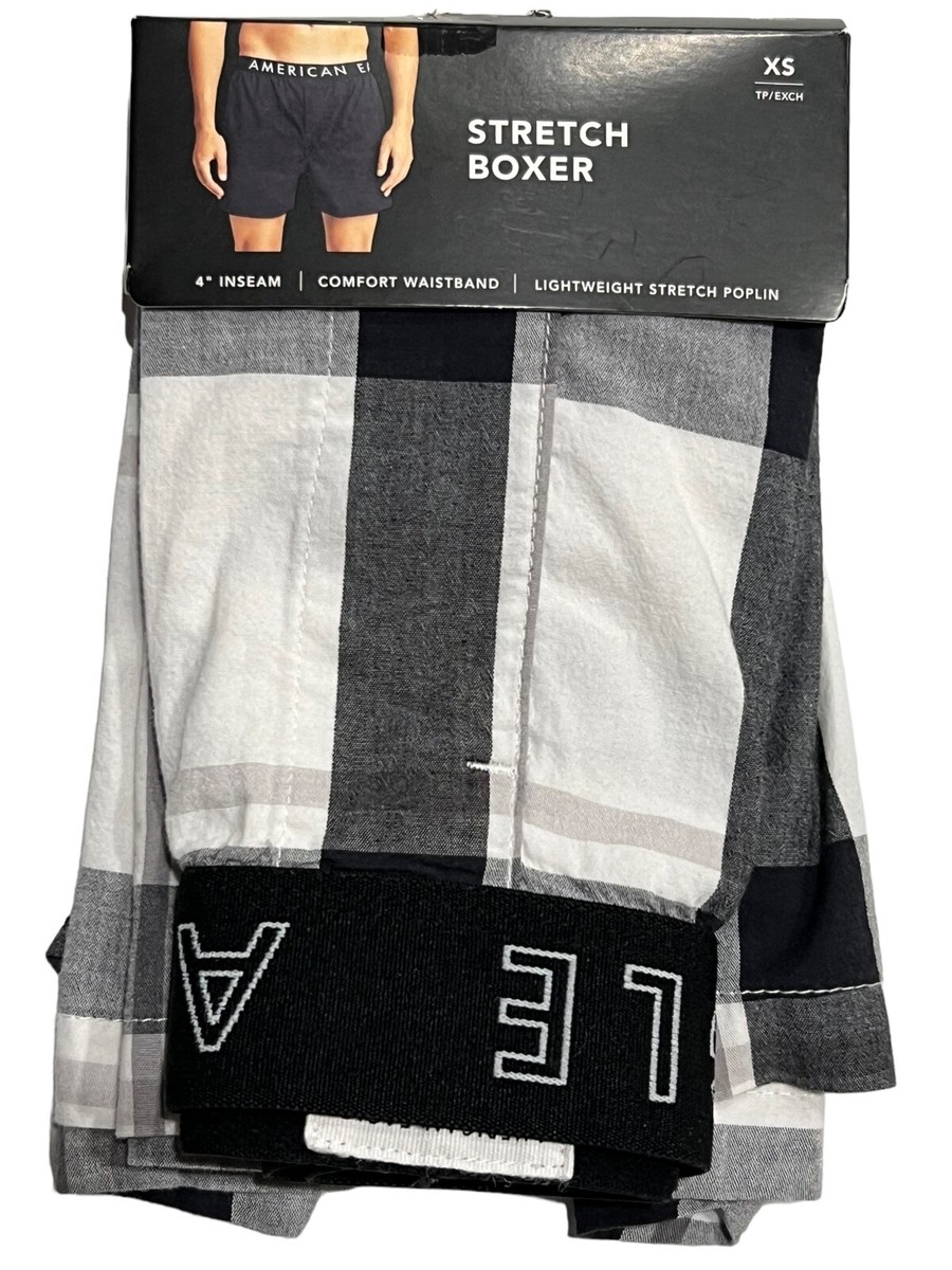 NWT AMERICAN EAGLE Stretch Boxer Sz XS-S-XL Black White Plaid #28