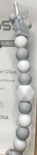 Pacifier Binki Clip for Boys Girls Crown Gray/white Silicone Beads NEW