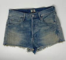 Citizens Of Humanity Cut-Off Denim Short Women's Size 25 Blue Mid Rise Raw Hem