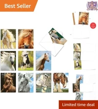10 Beautiful Blank Stationery Cards - Glossy Horse Designs for Personal Notes