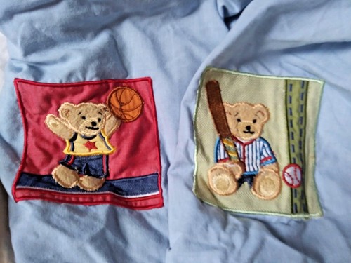 Kidsline Go Team Baby Nursery Crib Skirt With Bears Sports Theme Blue Soccer - Picture 2 of 4