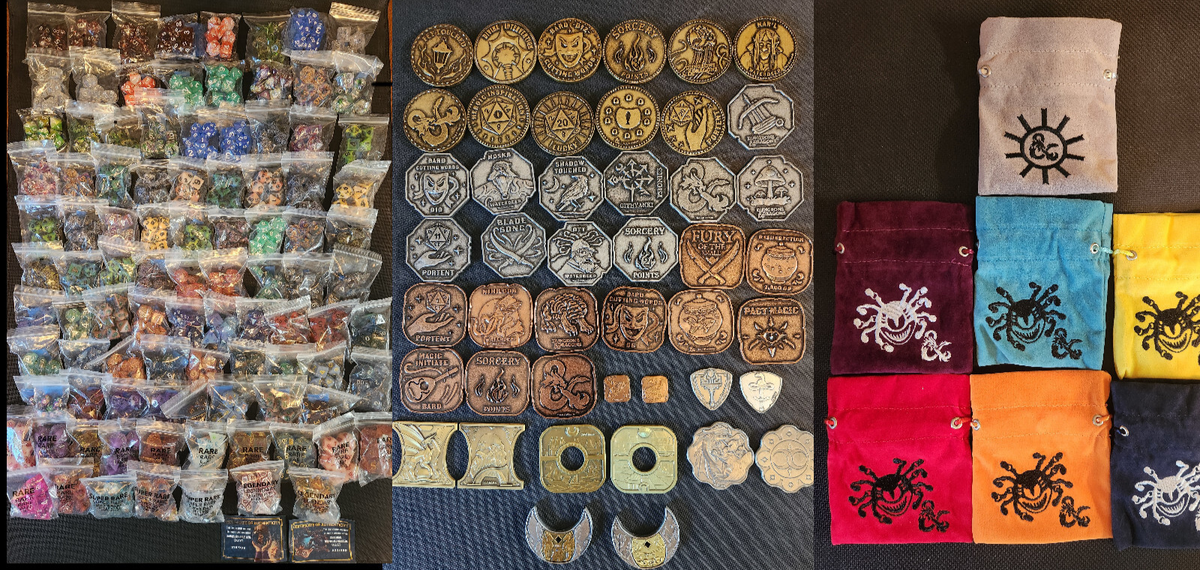 Dungeons and Dragons Xanathar's Treasure Pack Coins, Dice & Bags