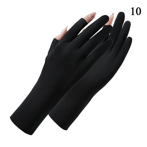 Ice Silk Half Fingers Gloves Thin Breathable Fingerless Gloves Solid Color US ღ - Picture 16 of 24