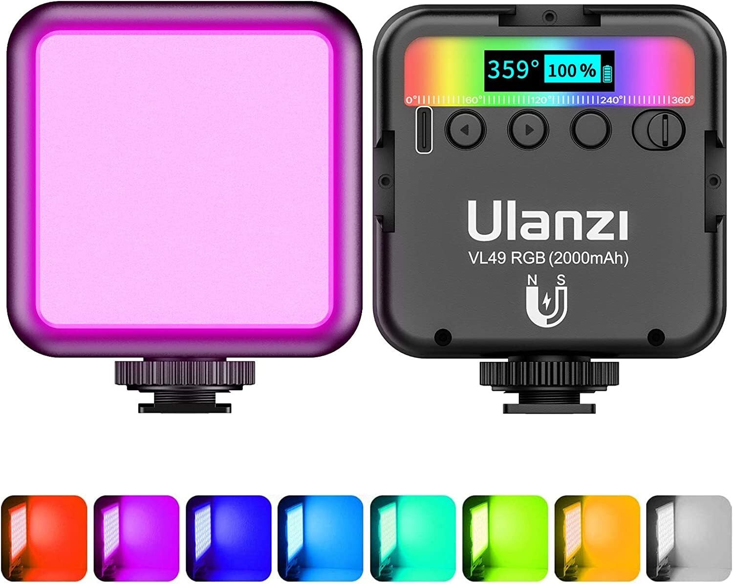 Luce Video RGB Led ULANZI VL49 Faretto Led Dimmerabile 2500K-9500K Temperatur...
