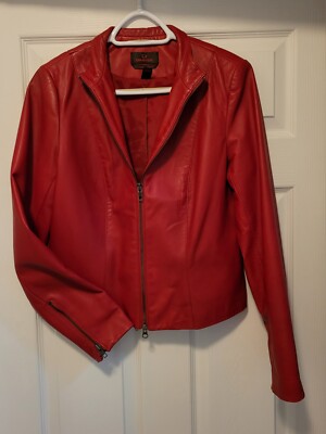 Danier Leather Classic Moto Red Jacket Size M
