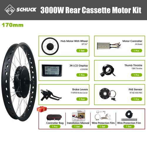 72V 3000W Snow Fat Bike E-bike Conversion Kit Rear Rotate/Cassette Hub Motor - Picture 24 of 25