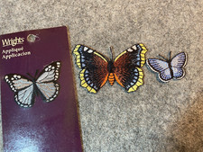 Lot of 3 sizes Butterfly embroidered iron on patches butterflies blue