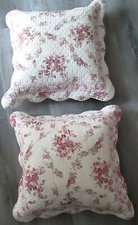 **TWO** SHABBY CHIC ROSES/FLORAL FEATHER DUCK DOWN PILLOW/CUSHIONS Ea. 20 x 20in