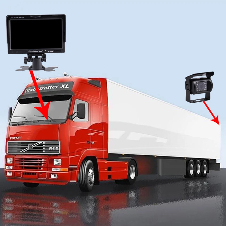 Vehicle IR Backup Camera w/ 7" HD Monitor for Truck RV Trailer Rear View Reverse - Image 4 of 4