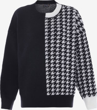 FENIA Women's Jumper Black and White Houndstooth Size XL / XXL