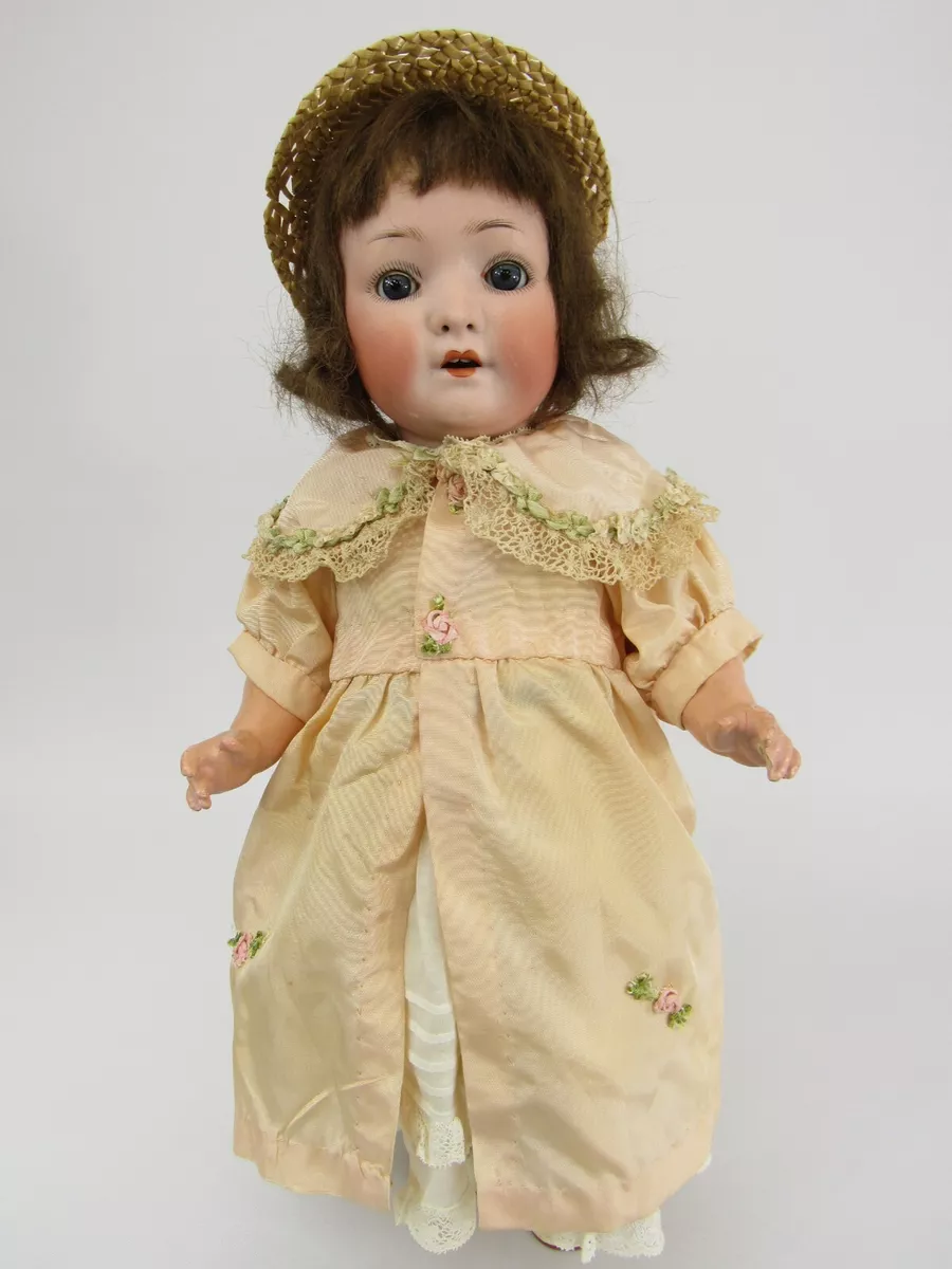 Antique Bisque Doll Kewpie Doll Glass Eyes Marked Germany 