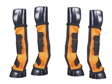 Horse Fly Boots - Set of 4 - Comfort Mesh w/Stand Up Strip - Orange - New Design