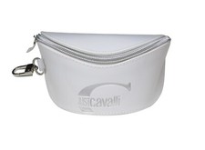 NEW JUST CAVALLI LARGE WHITE LEATHER SOFT CARRYING CASE FOR SUNGLASSES/EYEWEAR