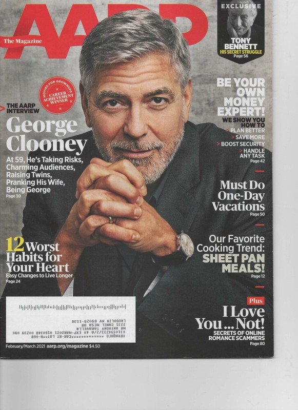 AARP Magazine February March 2021 George Clooney Tony Bennett One Day Vacations