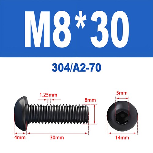 Schwarze Innensechskant Linsenkopfschrauben A2 V2A Edelstahl ISO 7380 M2 - M10 - Bild 94 von 121