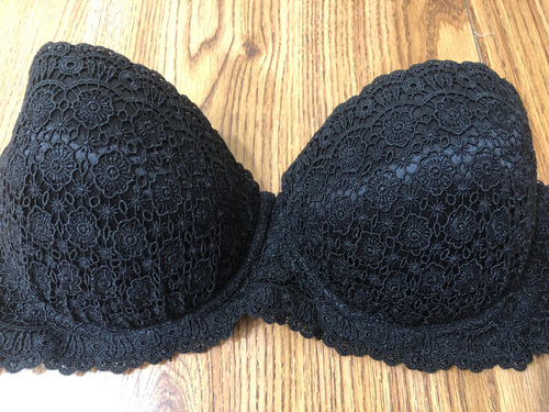 Fredericks of Hollywood Sz 38DD Black Lace Push Up Strapless Underwire Bra - Picture 2 of 6