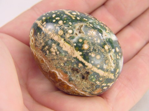 BUTW Madagascar Ocean Jasper Lapidary Carved 38mm X 48mm egg with stand 5076K - Picture 2 of 2