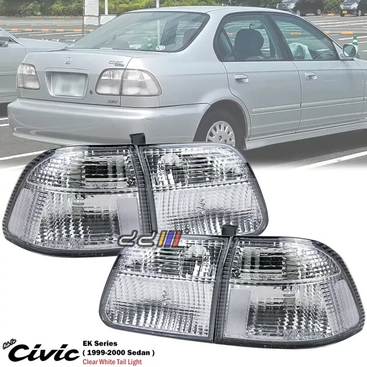 civic シビックek クリアテール JDM All CLEAR 4pc Rear Lamp Tail Light For 1999-2000 Honda Civic