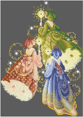 SCHEMA PUNTO CROCE FATE DELLA LUCE FIREFLY FAERIES CROSS STITCH   SU USB DVD SD