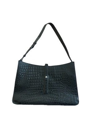 DKNY Leather Crocodile Pattern Black Purse Glamours 